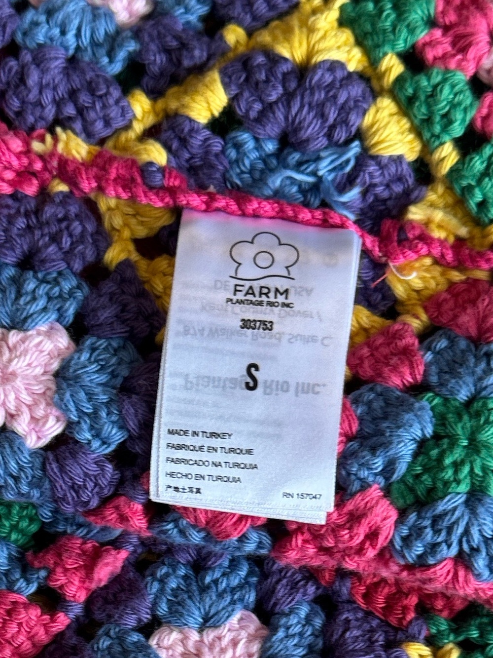 FARM Rio Crochet Square Vest Red Multi Butterfly Sleeves Size S - Picture 11 of 13